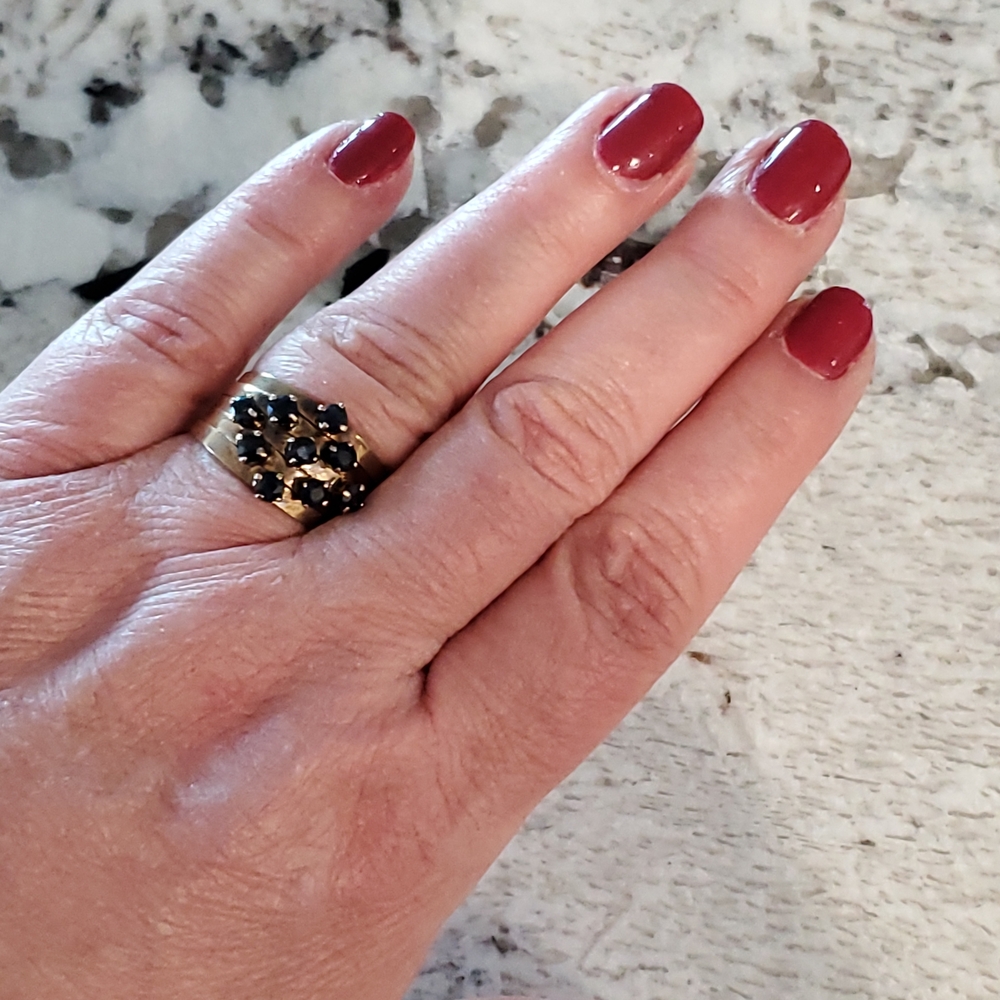 14k Yellow Gold Sapphire Vintage Harem Ring - Picture 4 of 17